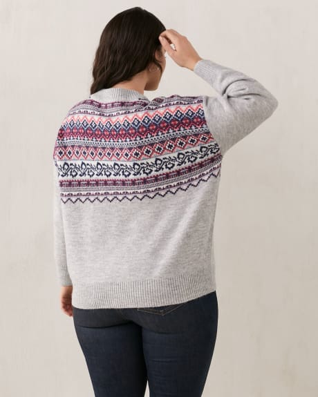 Fairisle Motif Sweater With Scoop Neck - In Every Story