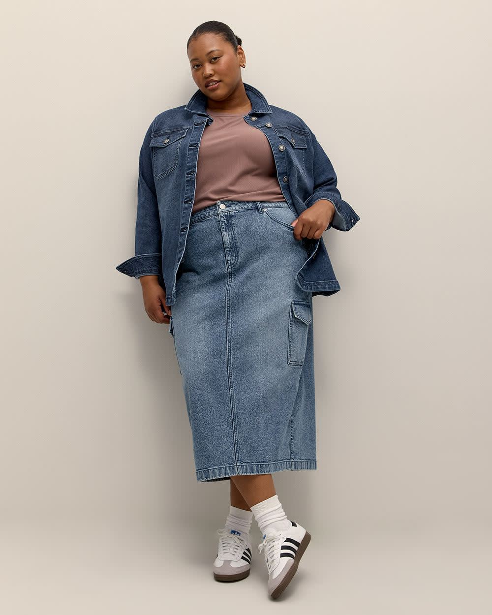 Jupe en denim mi longue outlet