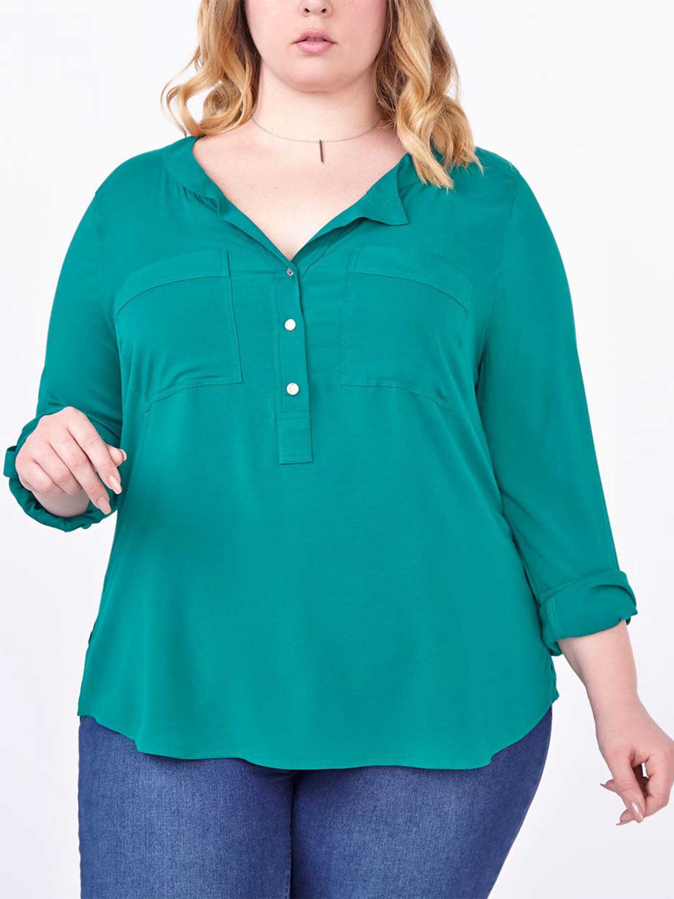 d/c JEANS Long Sleeve Blouse Penningtons