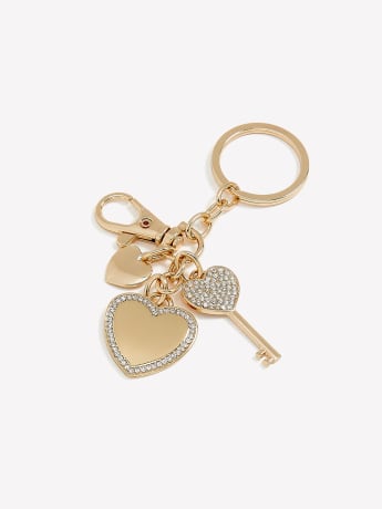 Porte-clés doré avec coeur