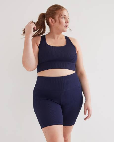 Ribbed Crop Top with Multi-Strap Back - Active Zone