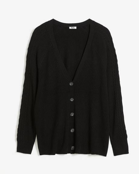 Cardigan boutonné à mailles torsadées, tissu responsable