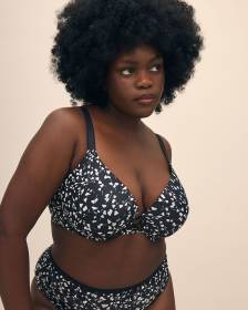 Heart-Print Underwire Plunge Bra - Déesse Collection