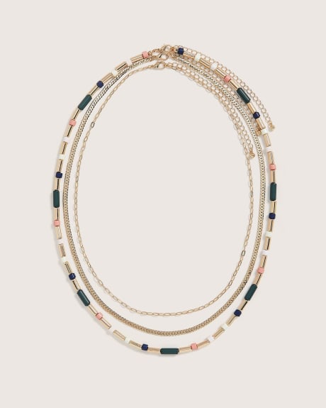 Collier à chaines multiples avec perles
