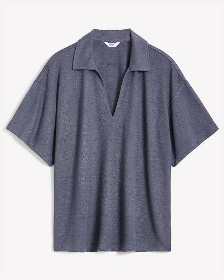 Short-Sleeve Polo Knit Top