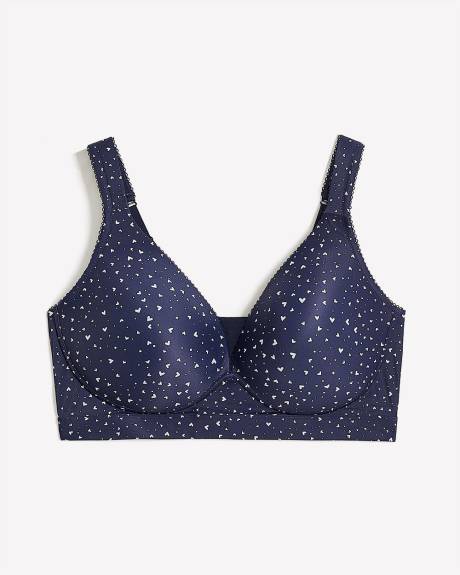 Navy Heart-Print Wireless Padded T-Shirt Bra - ti Voglio