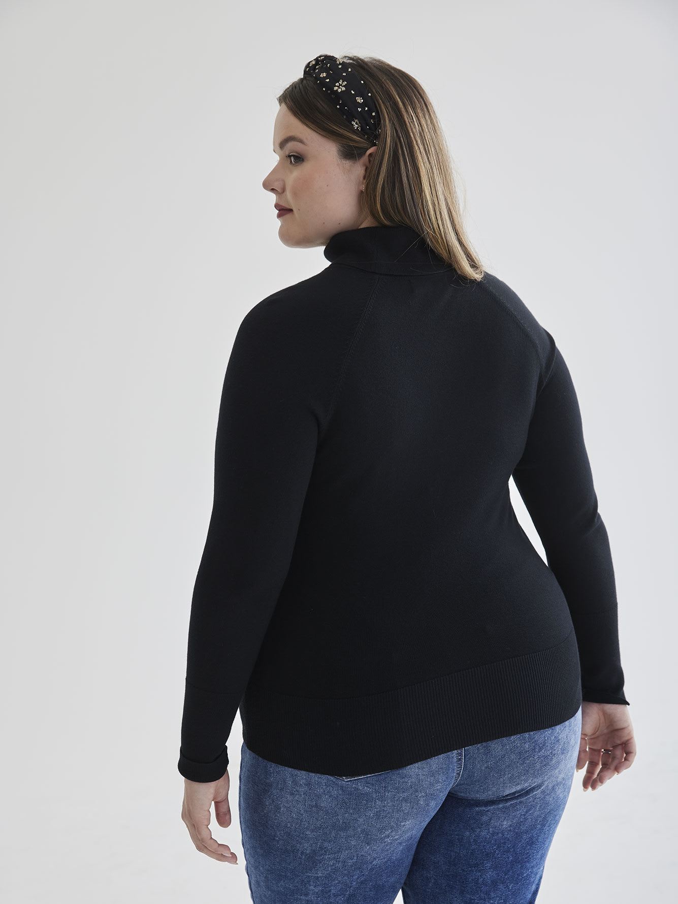 Turtle Neck Sweater with Sweetheart Cutout Neckline - Addition Elle