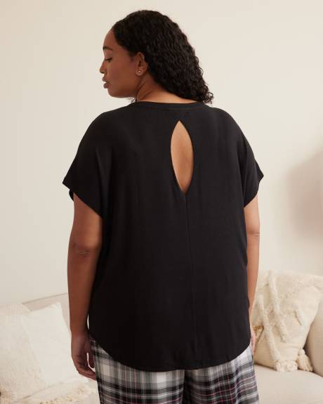 Ribbed Knit Loose Pyjama Top with Crossover Back - ti Voglio