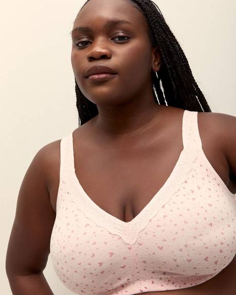 Soutien-gorge en coton chiné à coeurs avec dentelle, sans armatures - ti Voglio
