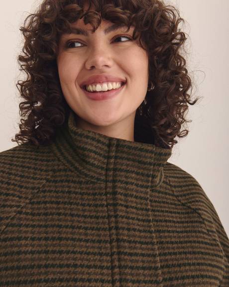 Houndstooth Balloon-Hem Bomber Jacket
