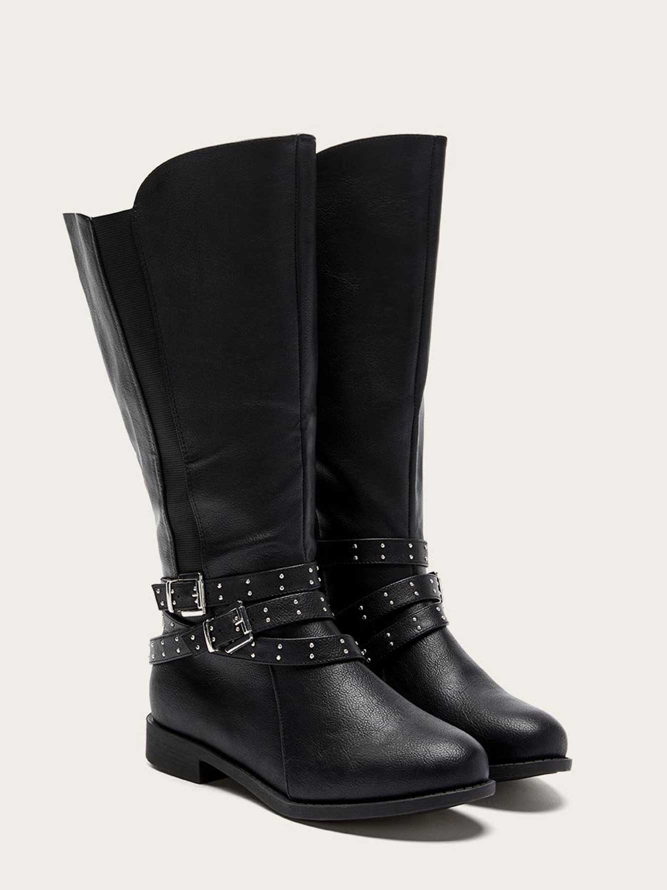 Extra Wide Calf Tall Boots with Buckles and Studs | Penningtons