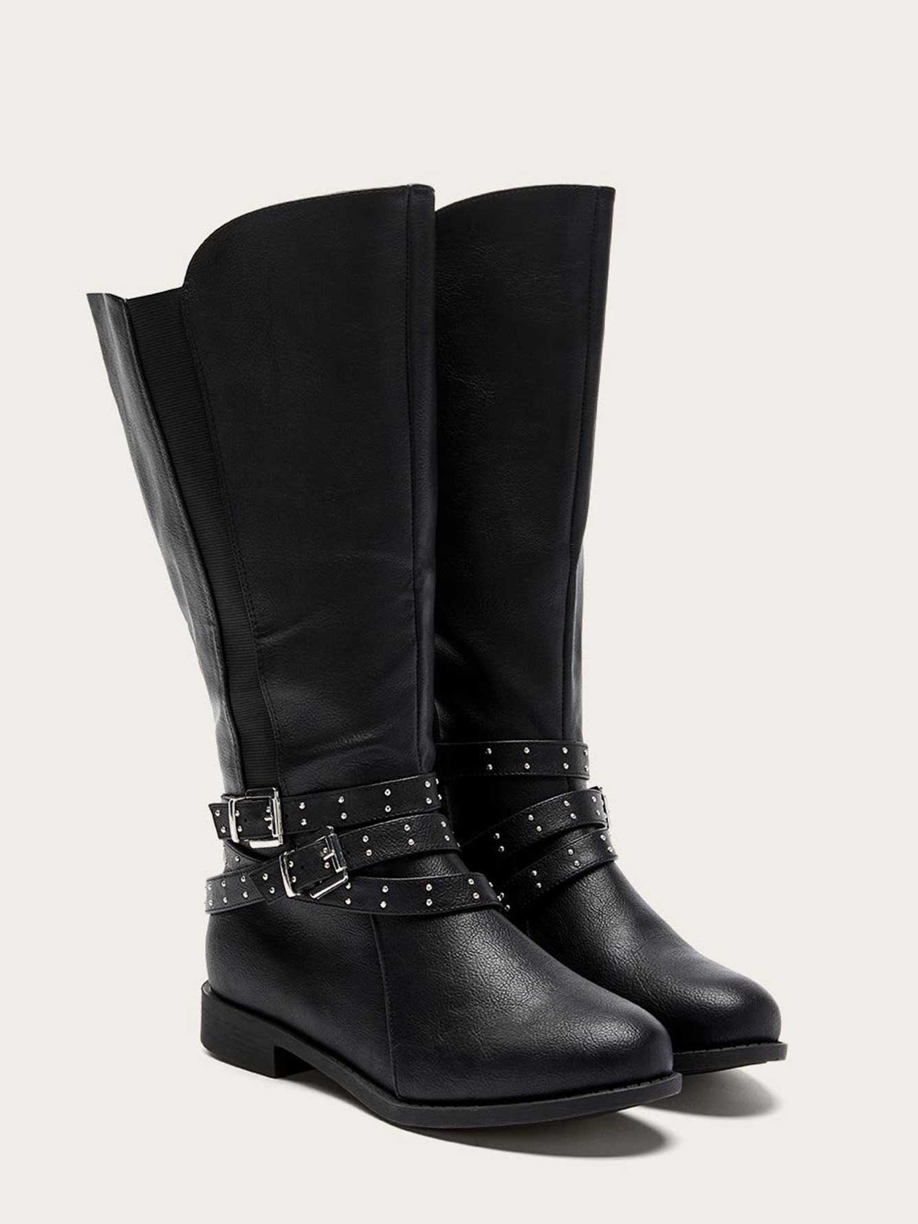 Extra Wide Calf Tall Boots with Buckles and Studs Penningtons