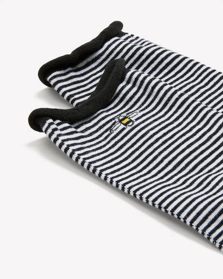Striped Rolled-Edge Crew Sock with Bee