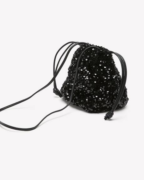 Black Velvet and Sequins Crossbody Pouch