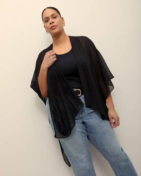 Black Lightweight Clip Dot Textured Cape