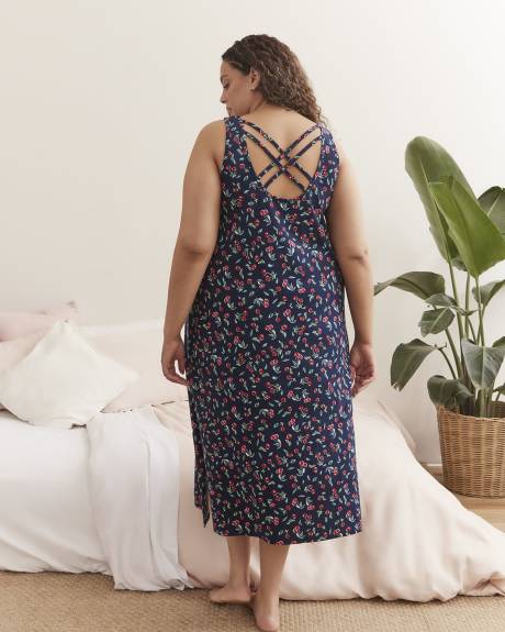 Cherry-Print Sleeveless Long Sleepshirt - ti Voglio