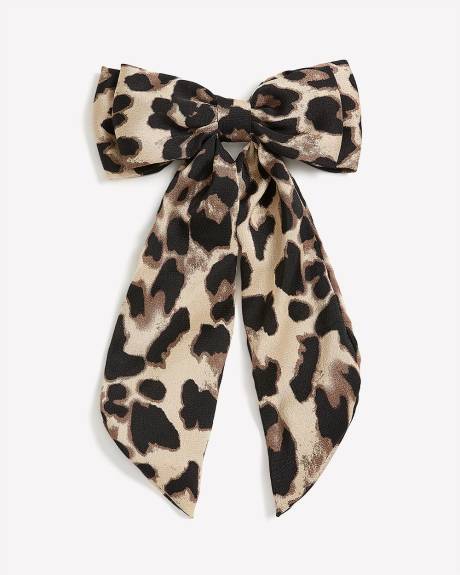 Animal Print Bow Hair Barrette - Addition Elle