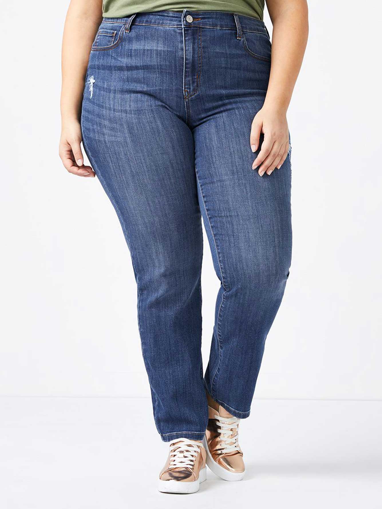 slightly distressed jeans
