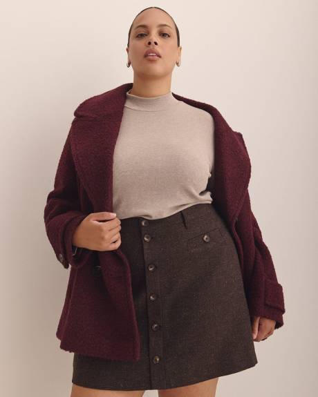 Ribbed Long-Sleeve Mock-Neck Top