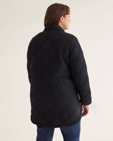 Manteau asymétrique matelassé, tissu responsable