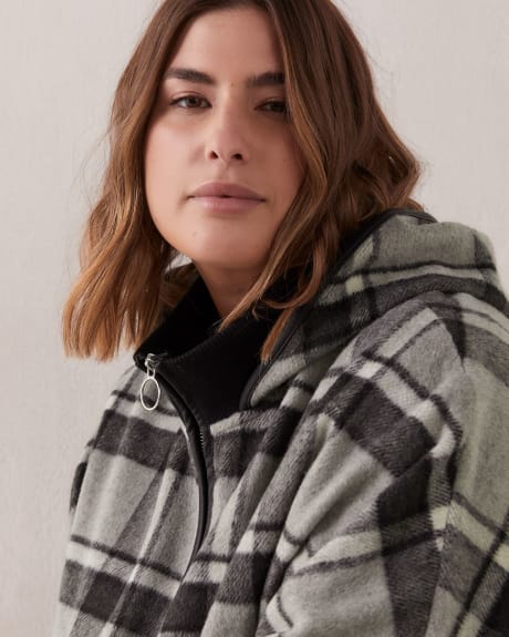 Plaid Hooded Cape With PU Trim - In Every Story