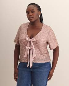 Cropped Sequins Cover-Up with Bow Opening