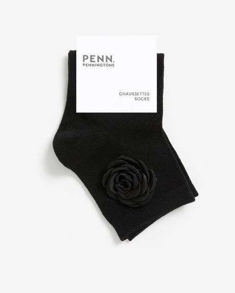 Ankle Socks with Satin Flower