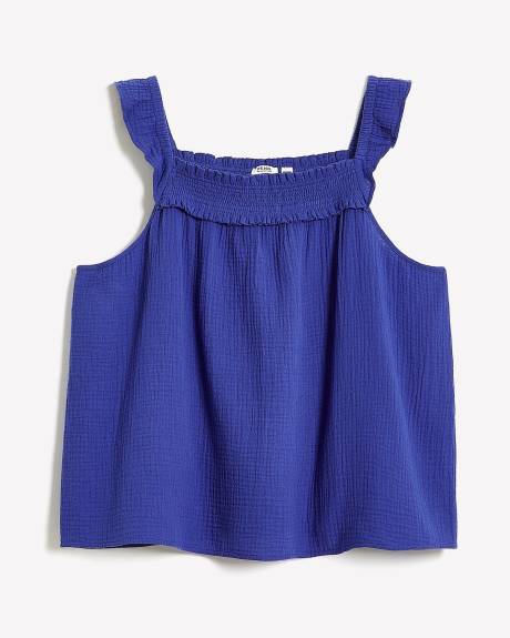 Responsible, Printed Blouse with Elastic Neckline