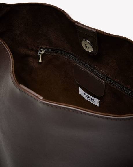 Brown Faux Leather Tote Bag