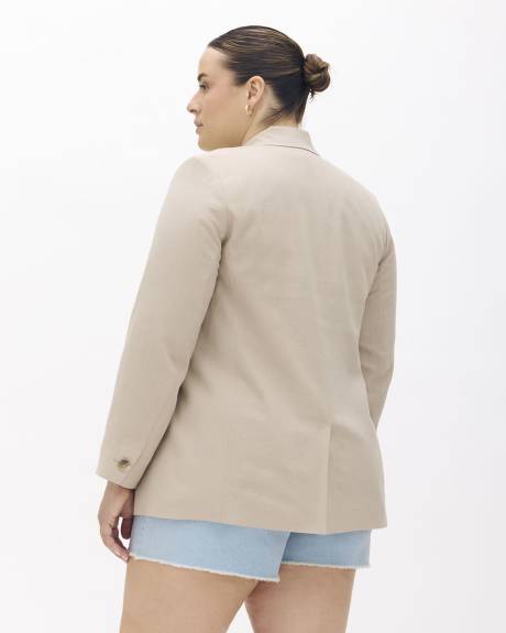 Beige Linen Blend Blazer - Addition Elle