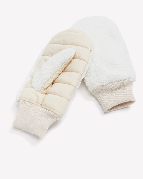 Sherpa Mittens with Ribbed Cuffs