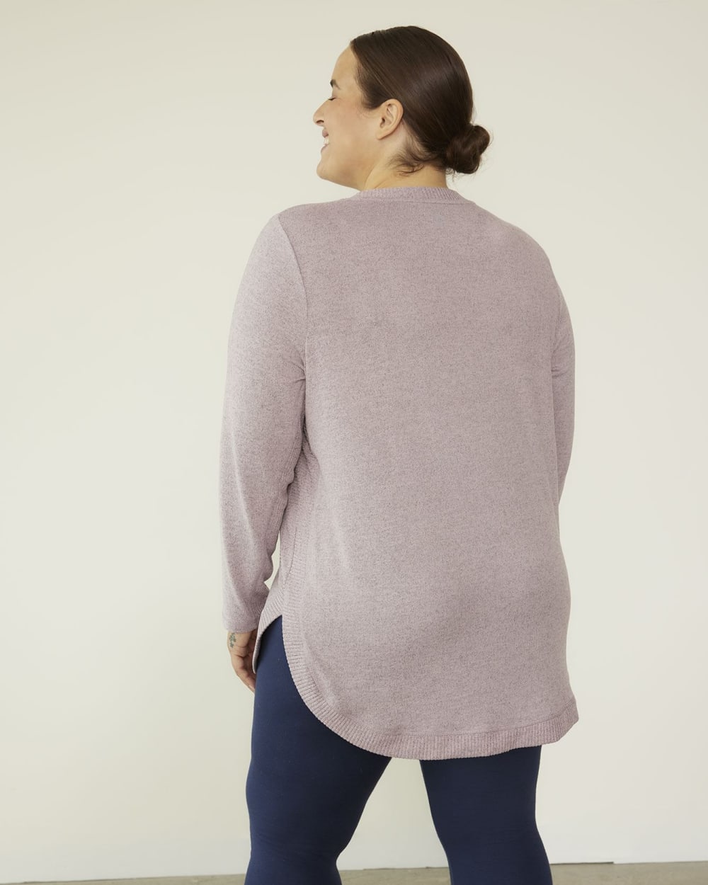 Tunique à manches longues en tricot brossé avec détails côtelés - Active Zone