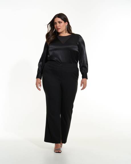 Black Blouse with Chiffon Neckline Yoke - Addition Elle
