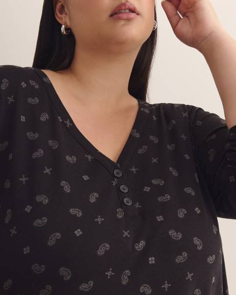 Tunique col en V, coupe girlfriend, tissu responsable