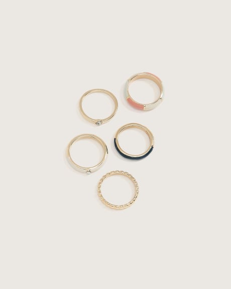 Assorted Coloured Rings, Set of 5