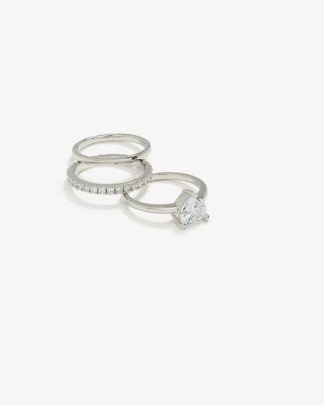 Cocktail Rings with Heart-Shaped Stone, Set of 3