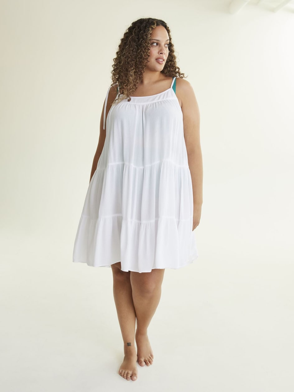 Crinkle Woven CoverUp Swim Dress Penningtons