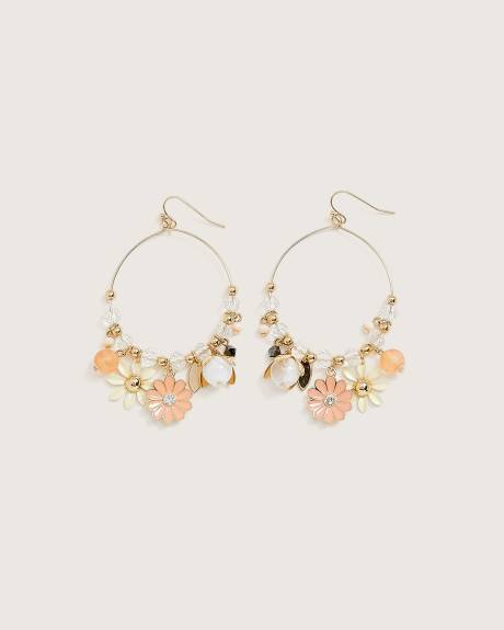 Hoop Earrings with Floral Charms