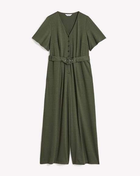 Wide-Leg Jumpsuit with Flutter Sleeves - Addition Elle