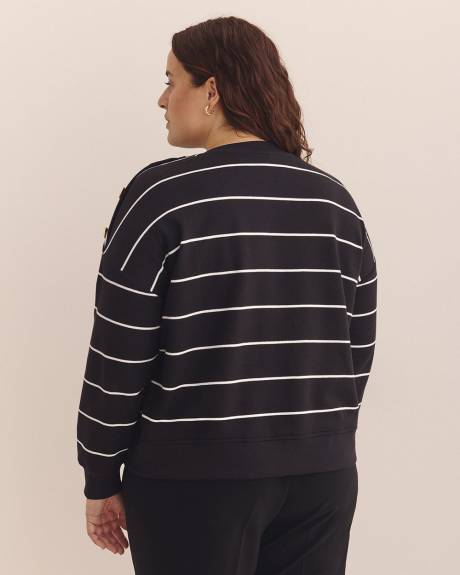 Dropped Shoulder Sweatshirt with Buttons