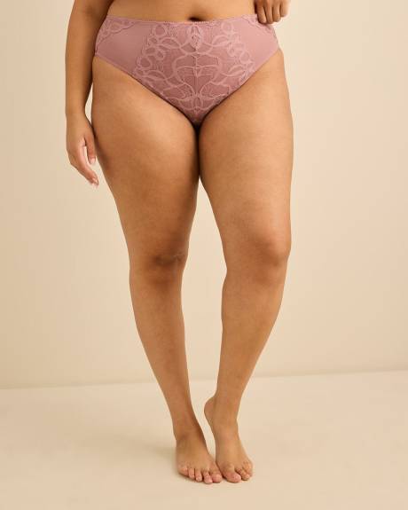 Culotte &eacute;chancr&eacute;e en dentelle rose fonc&eacute; avec maille - D&eacute;esse Collection