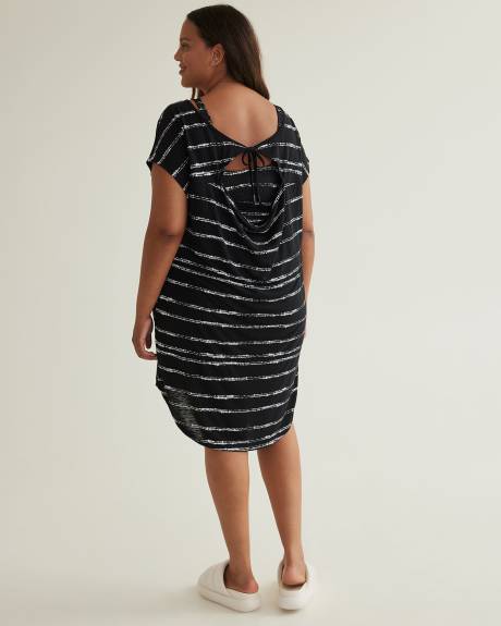 Robe cache-maillot en jersey noir avec rayures pointillées