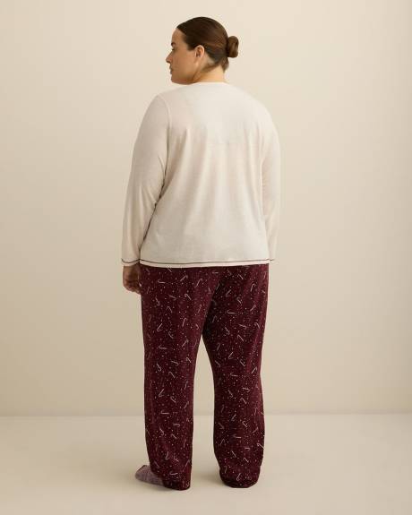 Ensemble-pyjama t-shirt à manches longues et pantalon à jambe droite à motif de cannes - ti Voglio