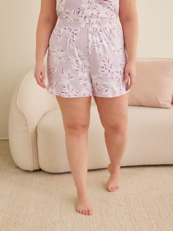 Short boxer de pyjama à imprimé floral, tissu responsable - Déesse Collection