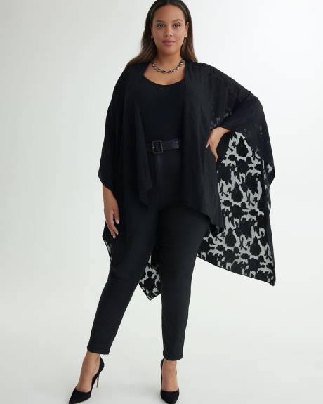 Lightweight Black Floral Shawl