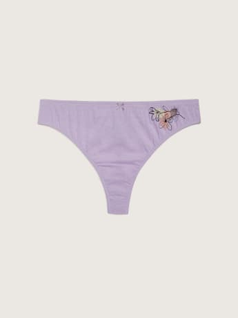 Cotton Jersey Thong with Placement Print - ti VOGLIO