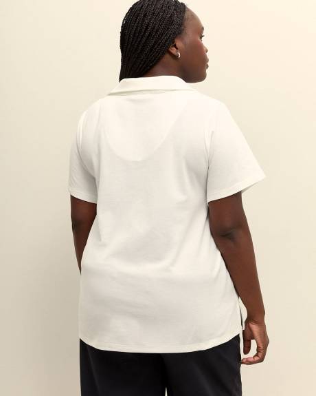 Pique Short-Sleeve Zip Polo Top - Active Zone