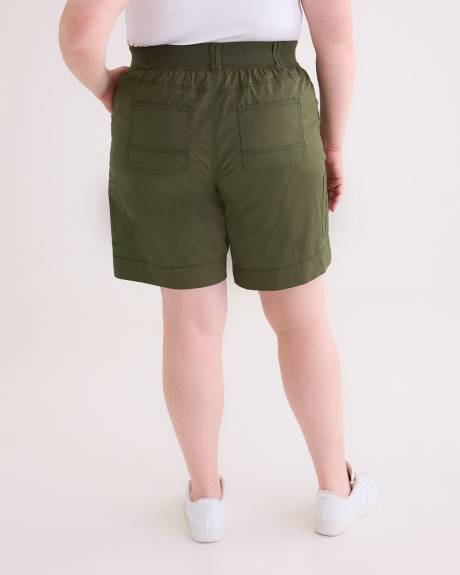 Cotton Bermuda with Ribbed Waistband
