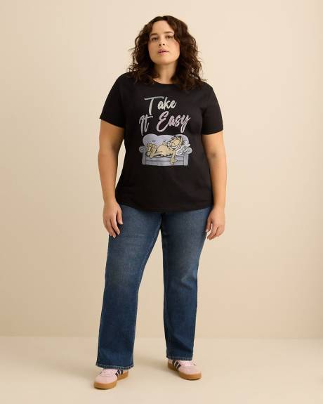 T-shirt noir avec imprim&eacute; Garfield