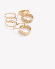 Assorted Golden Band Rings, Set of 7